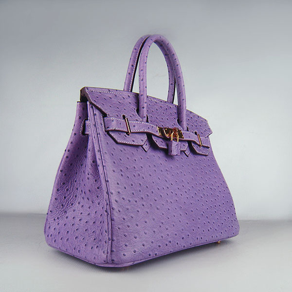 Replica Hermes Birkin 30CM Ostrich Veins Handbag Purple 6088 On Sale